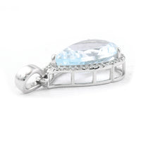 3.59 Ct Pear Mixed Cut Natural Aquamarine 950 Platinum Pendant