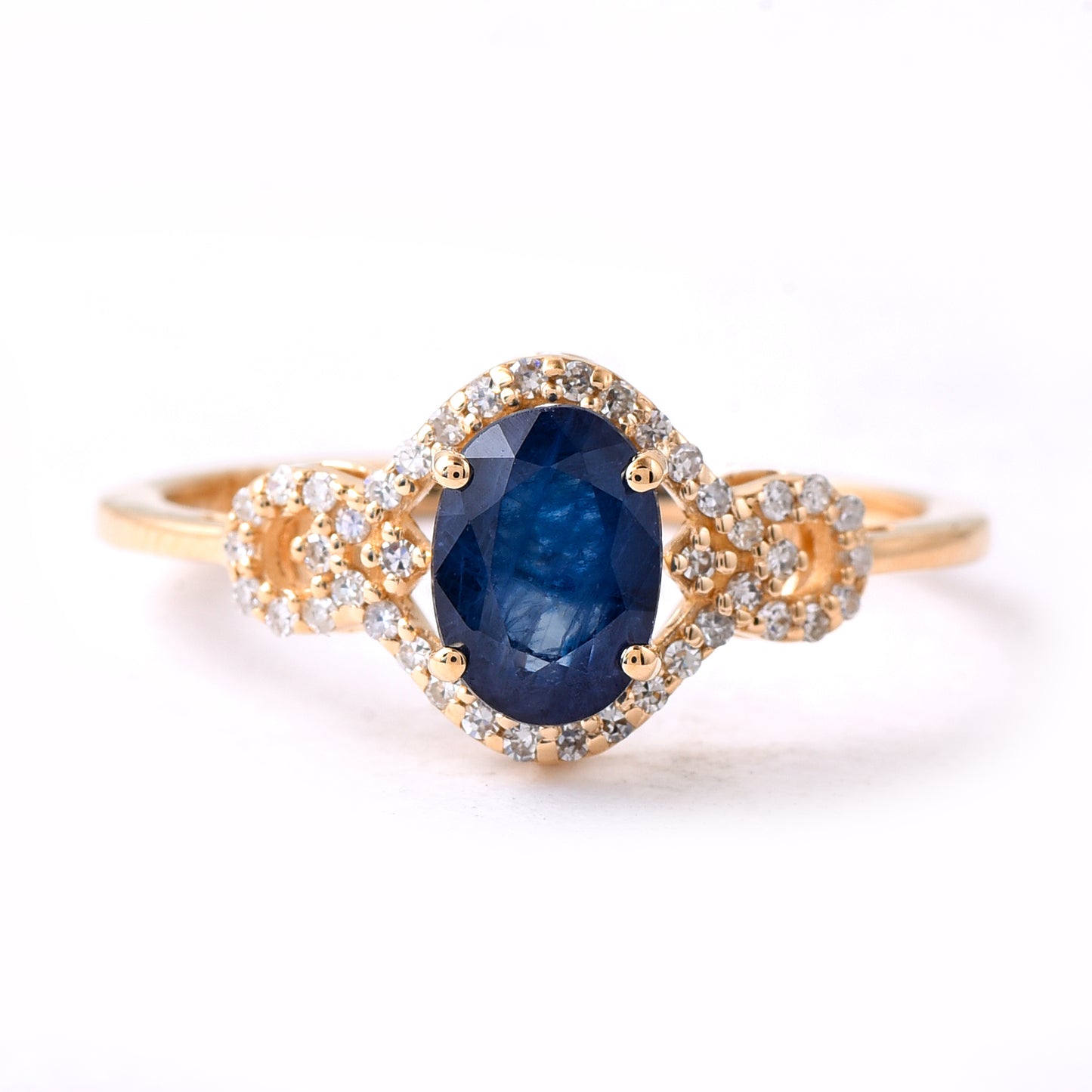 1.52 Ct Oval Mixed Cut Natural Sapphire 14K Gold Ring