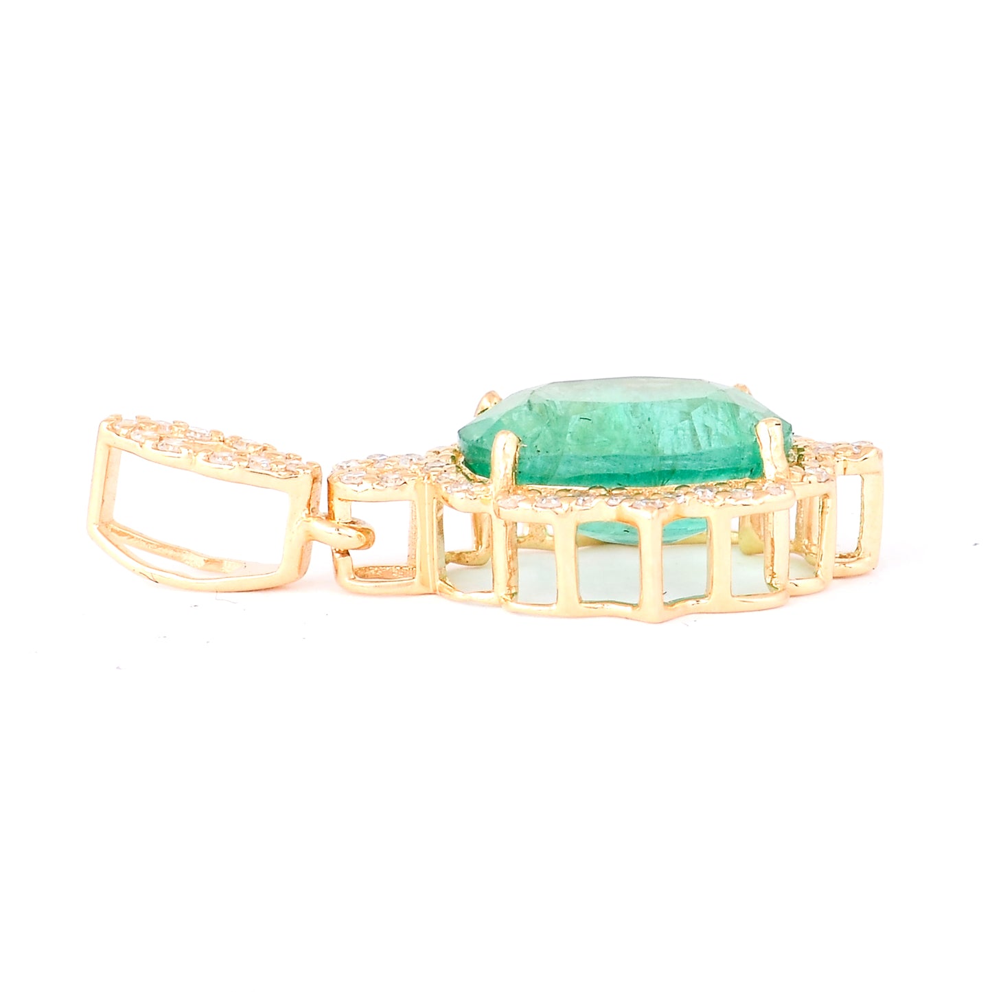 2.25 Ct Oval Natural Emerald 14K Gold Pendant