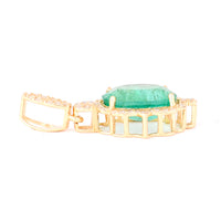 2.25 Ct Oval Natural Emerald 14K Gold Pendant