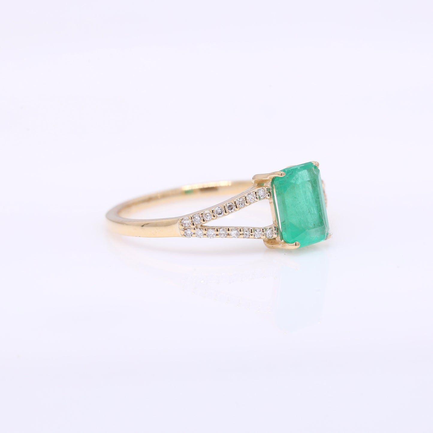 1.16 Ct Octagon Step Cut Natural Emerald 14K Gold Ring