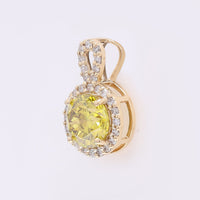 0.79 Ct Round Yellow Diamond 14K Gold Pendant