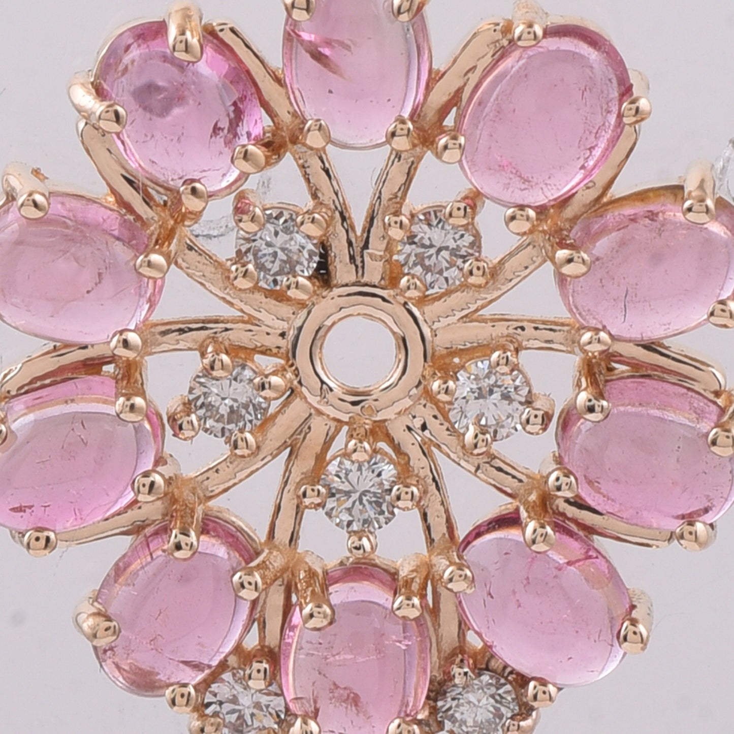 1.70 Ct Oval Cabochon Cut Natural Pink Tourmaline 14K Gold Pendant
