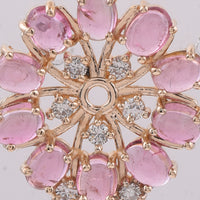 1.70 Ct Oval Cabochon Cut Natural Pink Tourmaline 14K Gold Pendant