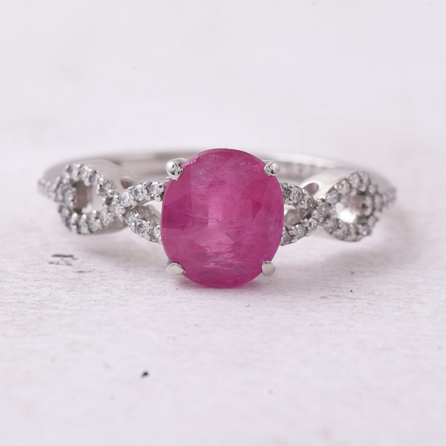 2.22 Ct Oval Mixed Cut Natural Ruby 950 Platinum Ring