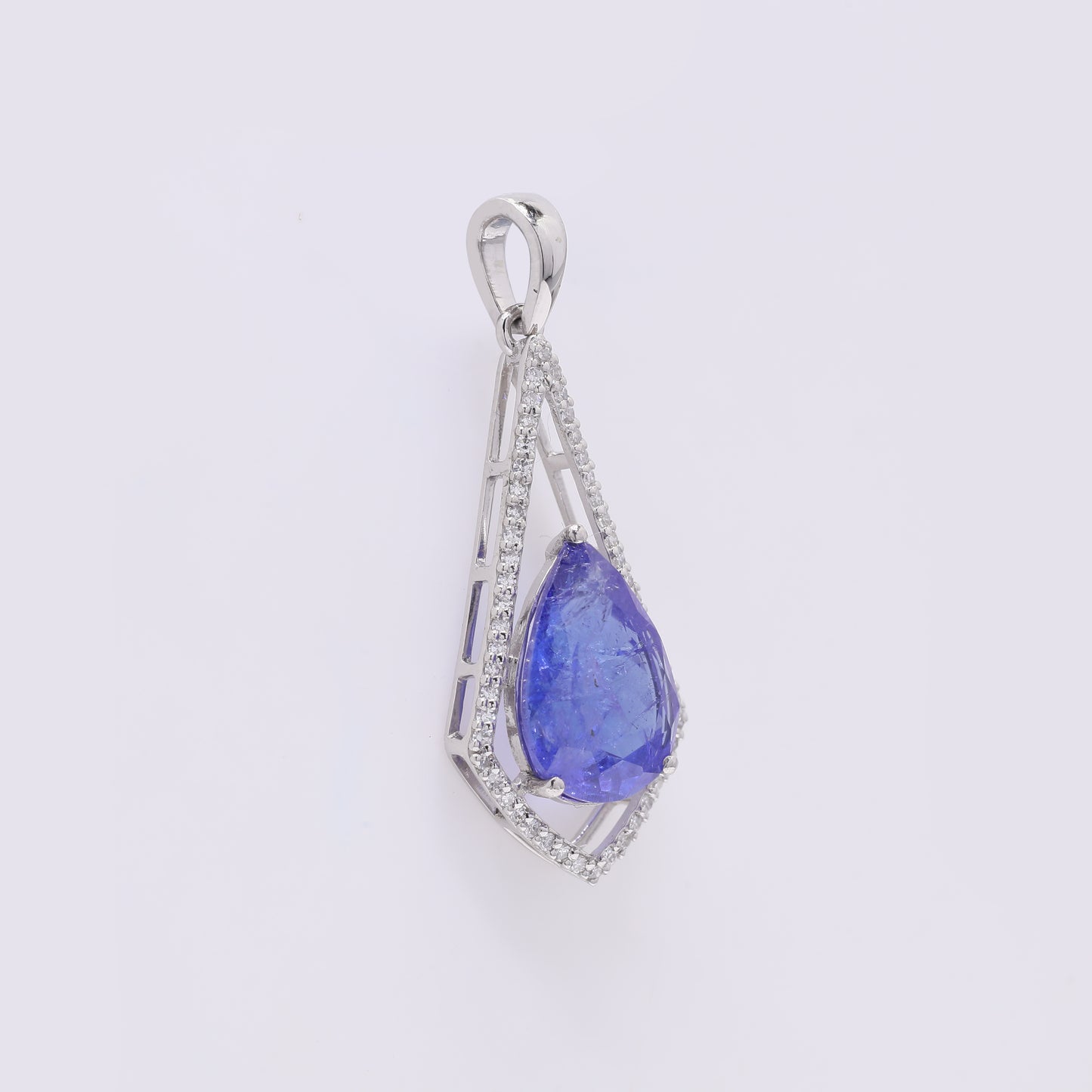3.96 Ct Pear Mixed Cut Natural Tanzanite 950 Platinum Pendant