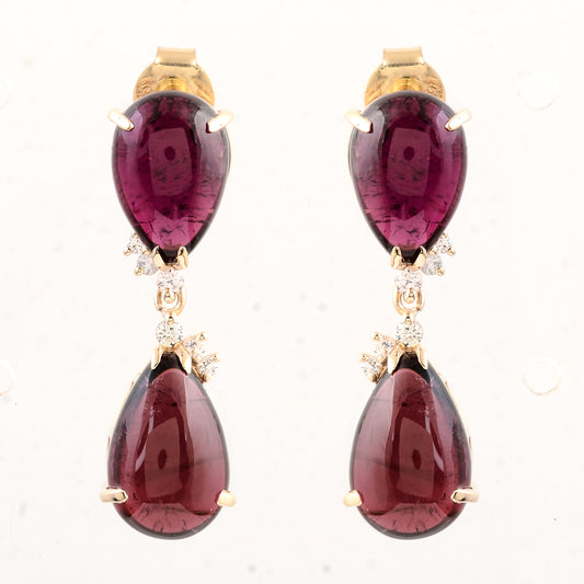 14.45 Ct Pear Tourmaline 14K Gold Earrings