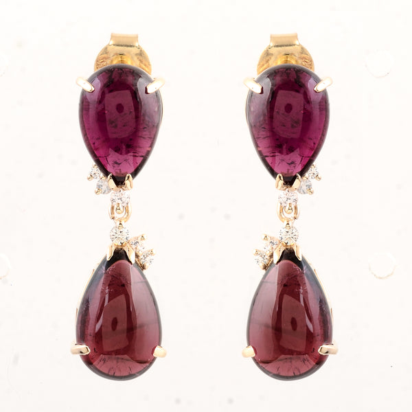 14.45 Ct Pear Tourmaline 14K Gold Earrings