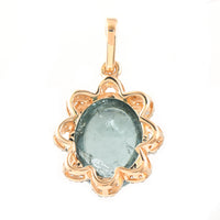 4.81 Ct Oval Cabochon Cut Natural Green Tourmaline 14K Gold Pendant