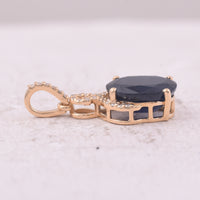 3.50 Ct Oval Mixed Cut Natural Sapphire 14K Gold Pendant