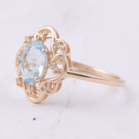 1.13 Ct Oval Natural Aquamarine 14K Gold Ring