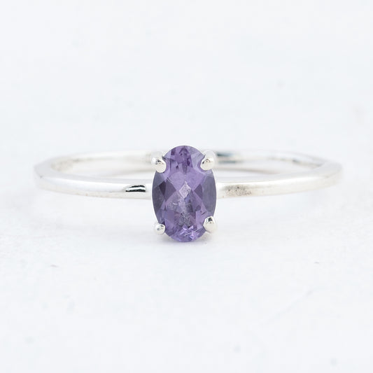 0.41 Ct Oval Amethyst 925 Sterling Silver Ring