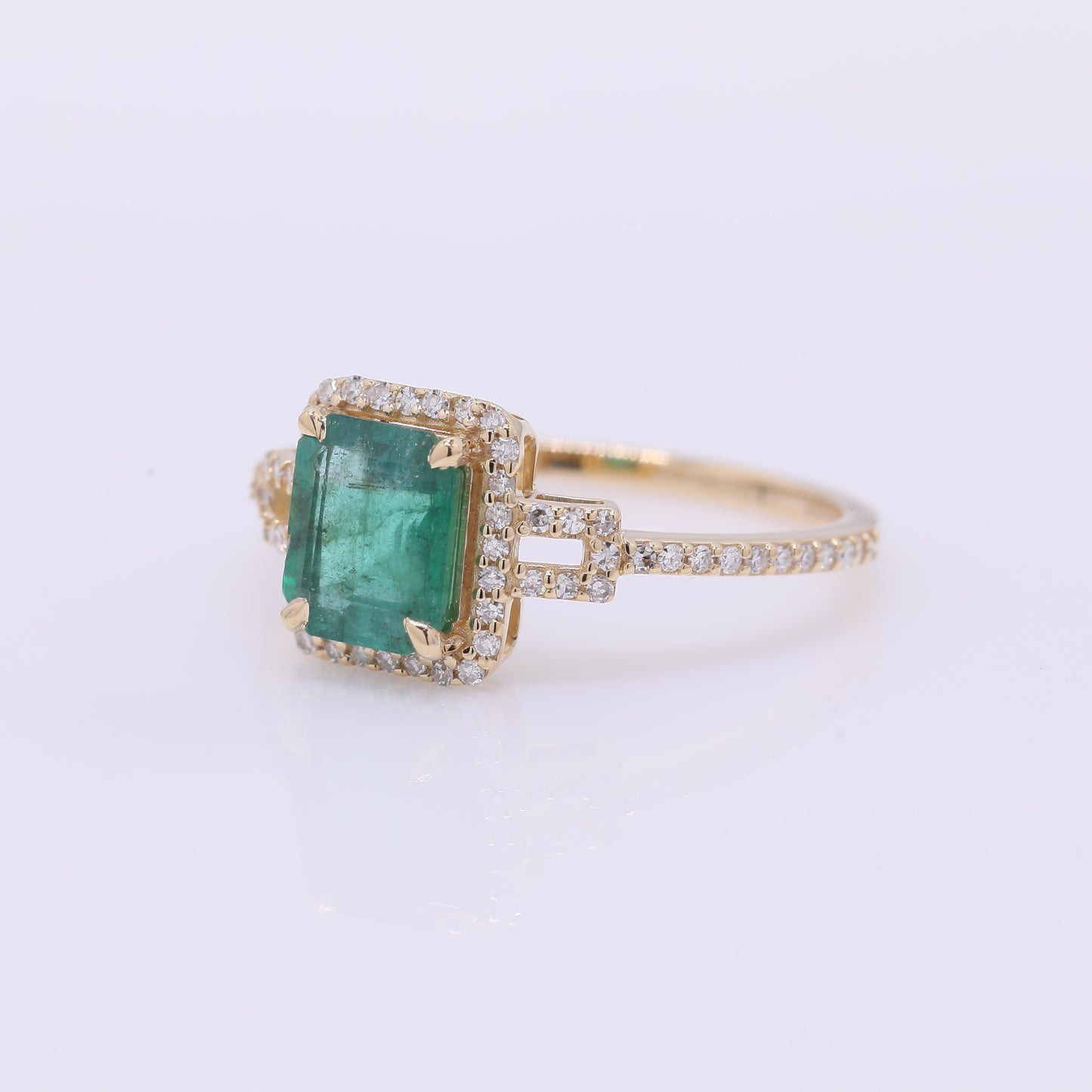 1.34 Ct Octagon Step Cut Natural Emerald 14K Gold Ring