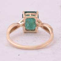 2.29 Ct Octagon Step Cut Natural Emerald 14K Gold Ring