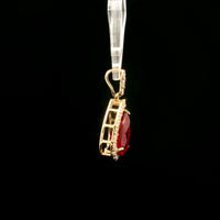 2.35 Ct Pear Lab Grown Ruby 14K Gold Pendant