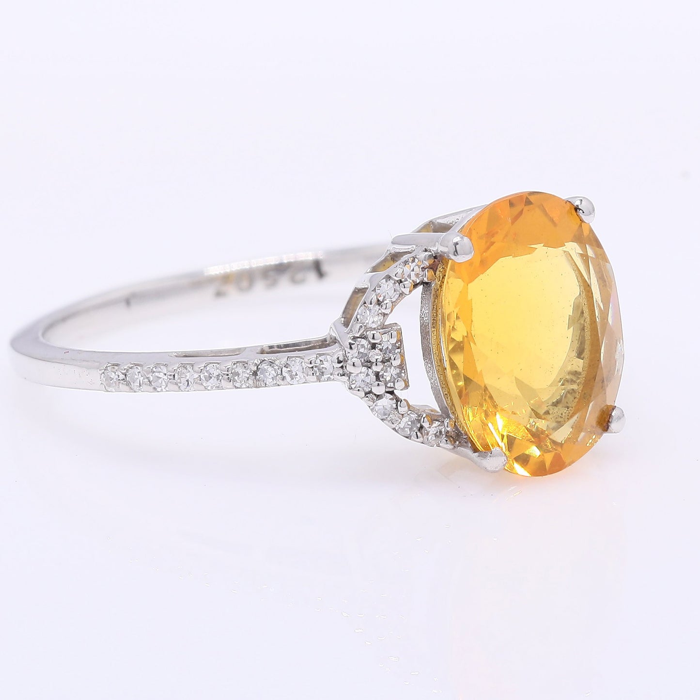 1.78 Ct Oval Mixed Cut Natural Fire Opal 950 Platinum Ring