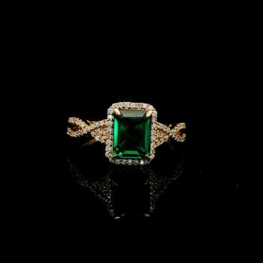 1.99 Ct Emerald Cut Lab Grown Emerald 14K Gold Ring