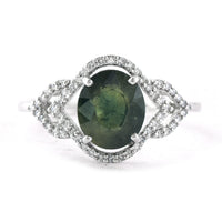 2.64 Ct Oval Mixed Cut Natural Green Sapphire 950 Platinum Ring