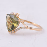 2.80 Ct Triangle Natural Green Tourmaline 14K Gold Ring