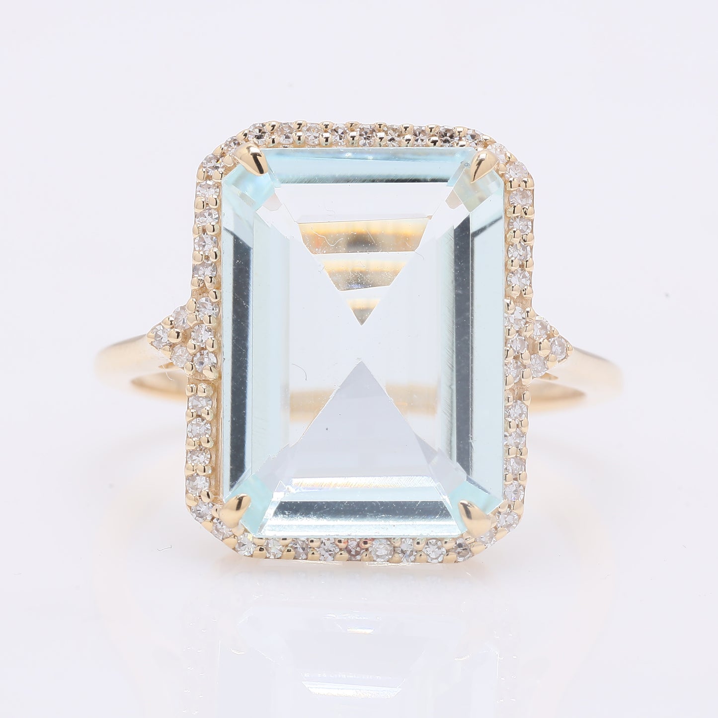 5.36 Ct Octagon Step Cut Natural Aquamarine 14K Gold Ring