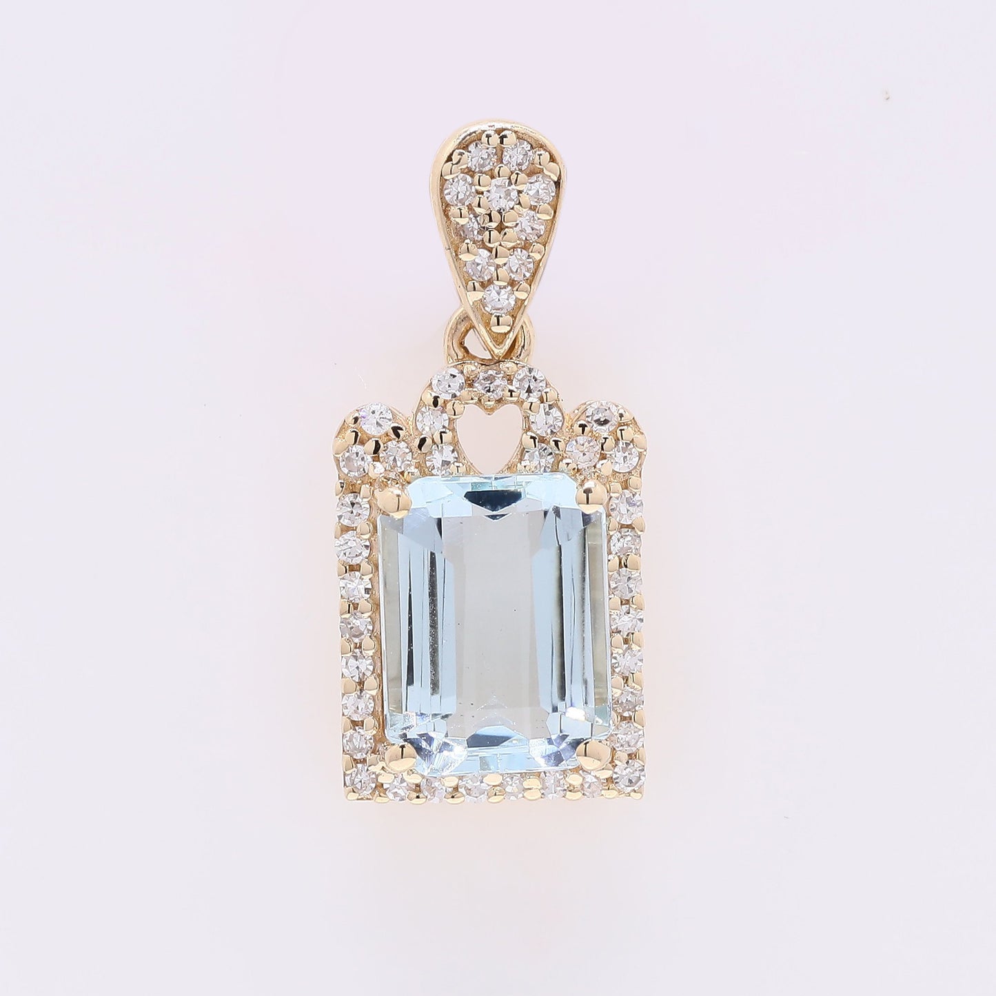 1.58 Ct Octagon Step Cut Natural Aquamarine 14K Gold Pendant