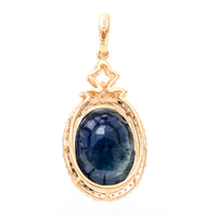 5.10 Ct Oval Mixed Cut Natural Sapphire 14K Gold Pendant
