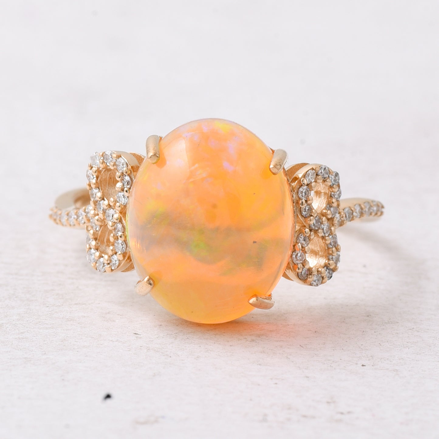 3.68 Ct Oval Cabochon Cut Natural Opal 14K Gold Ring