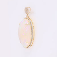 18.82 Ct Oval Cabochon Natural Opal 14K Gold Pendant