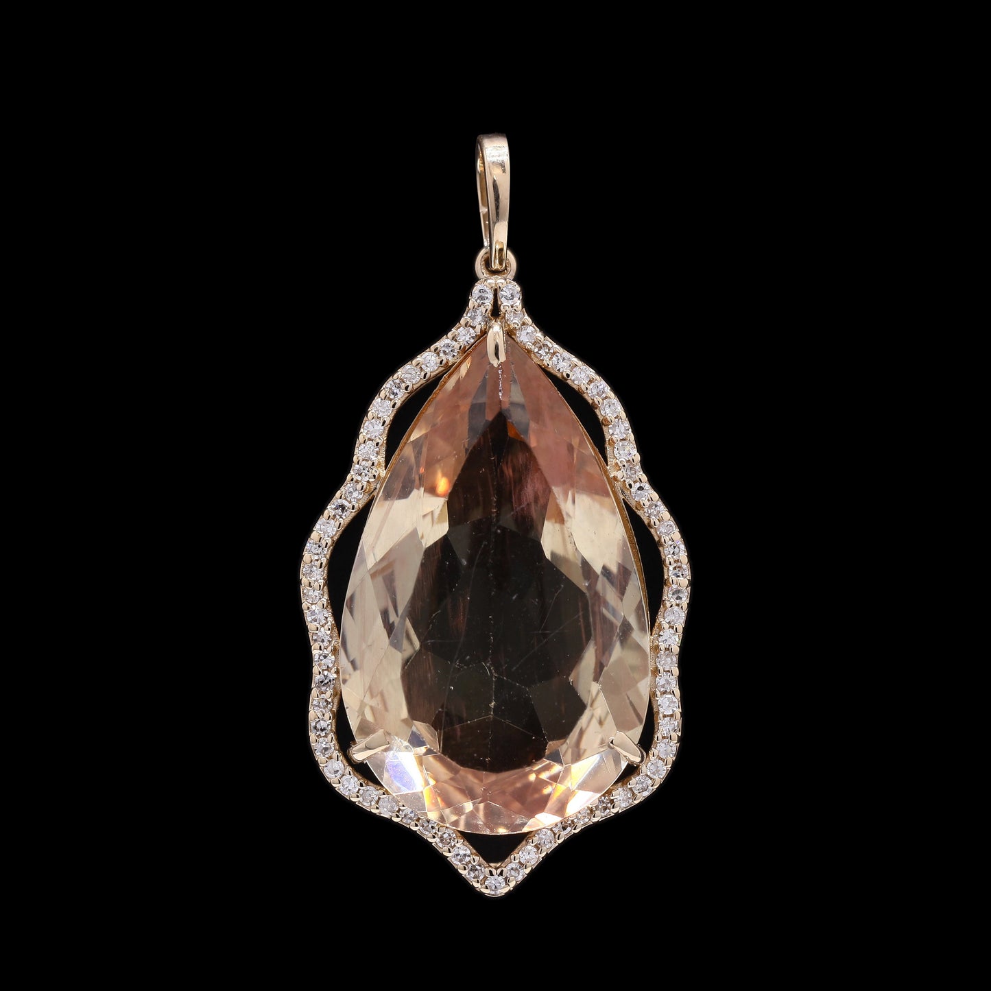 12.88 Ct Pear Mixed Cut Natural Sunstone 14K Gold Pendant