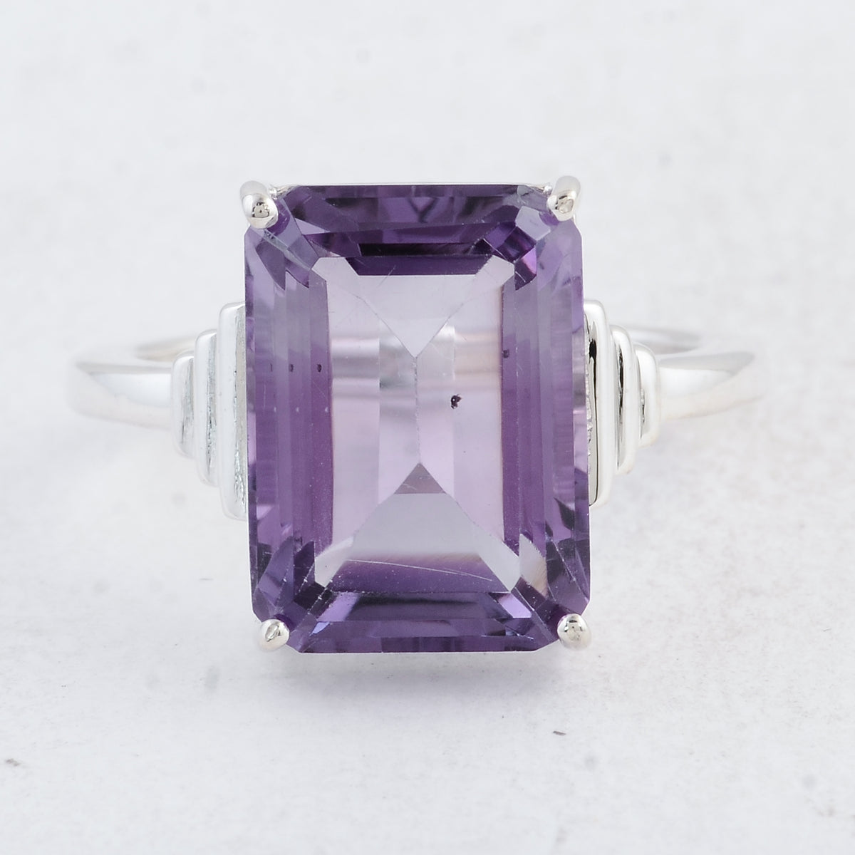 7.20 Ct Octagon Amethyst 925 Sterling Silver Ring