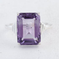 7.20 Ct Octagon Amethyst 925 Sterling Silver Ring