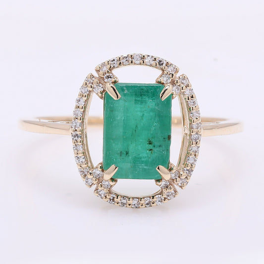 1.86 Ct Octagon Step Cut Natural Emerald 14K Gold Ring
