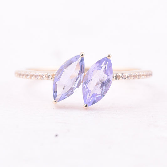0.93 Ct Marquise Tanzanite 9K Gold Ring