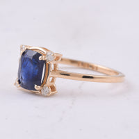 1.54 Ct Cushion Natural Sapphire 14K Gold Ring