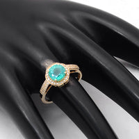 1.56 Ct Round Mixed Cut Natural Emerald 14K Gold Ring