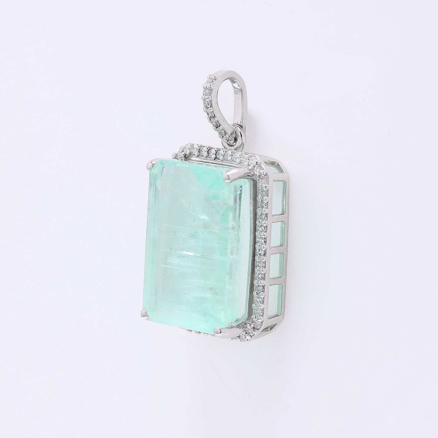 9.03 Ct Octagon Step Cut Natural Emerald 950 Platinum Pendant