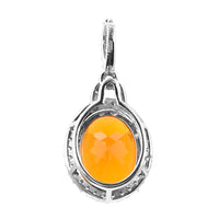 1.78 Ct Oval Mixed Cut Natural Fire Opal 950 Platinum Pendant
