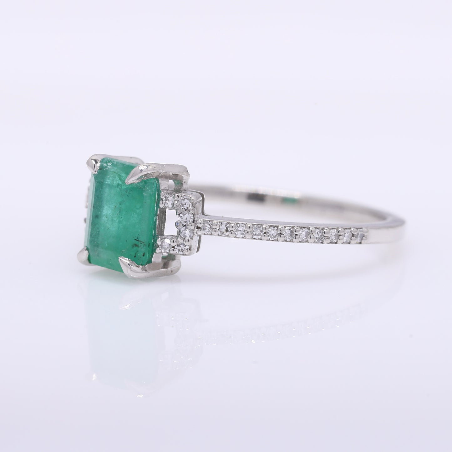 1.18 Ct Octagon Step Cut Natural Emerald 950 Platinum Ring