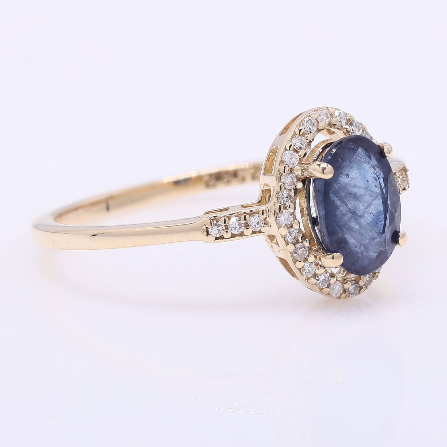 1.33 Ct Oval Mixed Cut Natural Sapphire 14K Gold Ring
