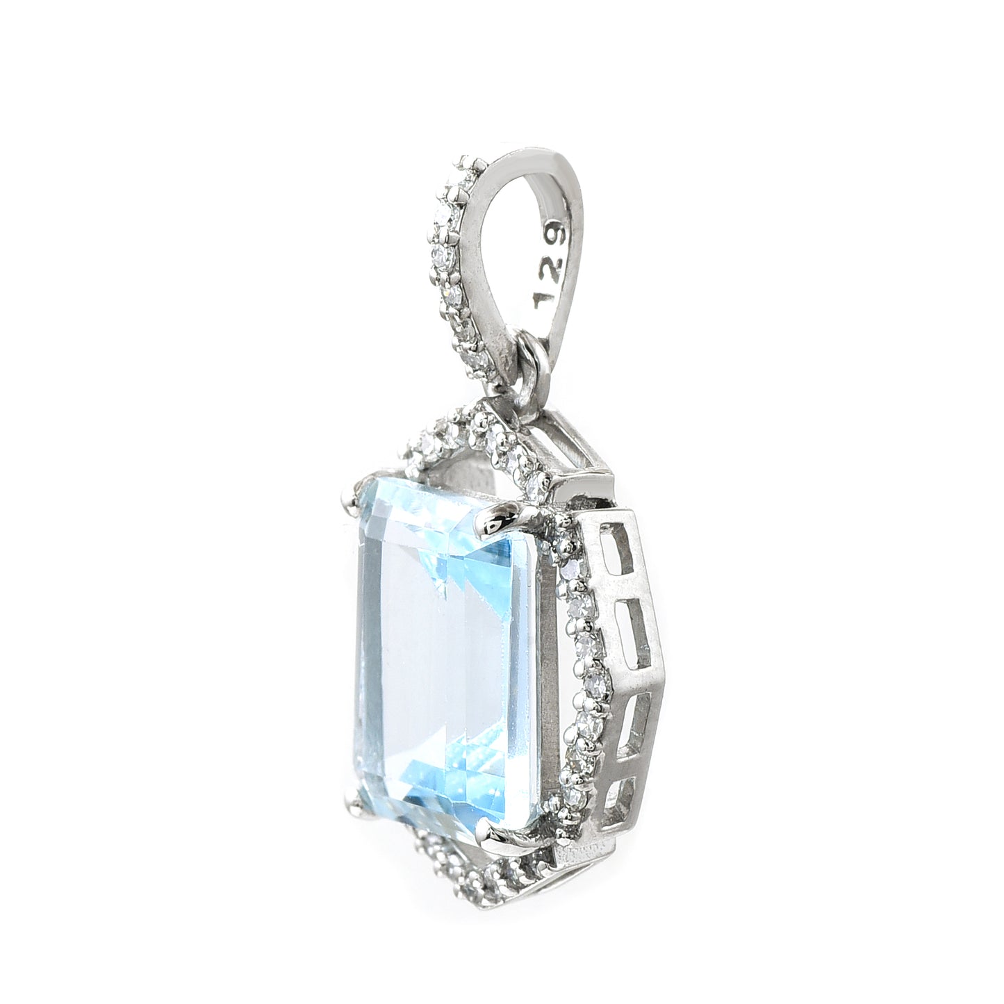 2.04 Ct Octagon Aquamarine 950 Platinum Pendant