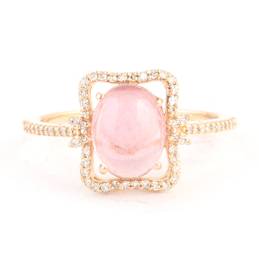 2.38 Ct Oval Cabochon Natural Tourmaline 14K Gold Ring