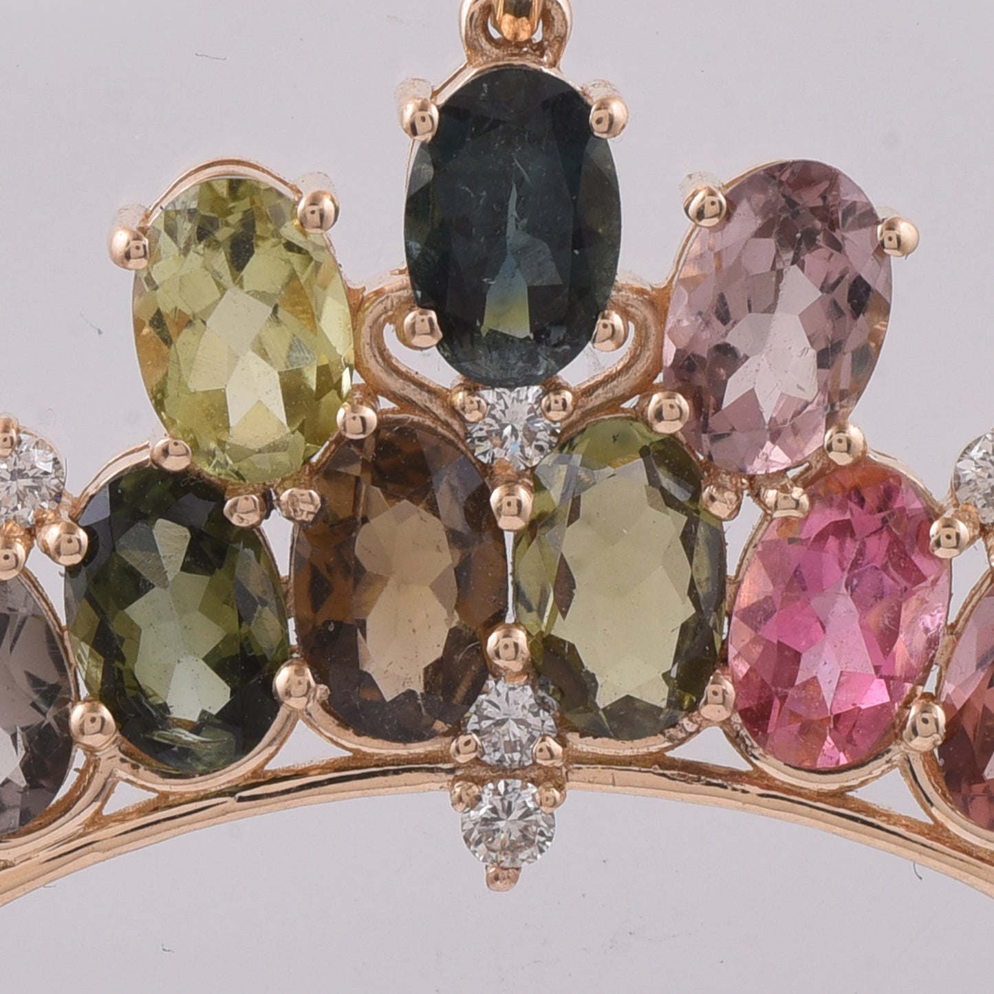 3.85 Ct Oval Natural Multi-Coloured Tourmaline 14K Gold Pendant