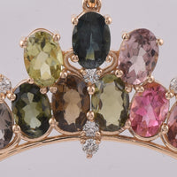 3.85 Ct Oval Natural Multi-Coloured Tourmaline 14K Gold Pendant