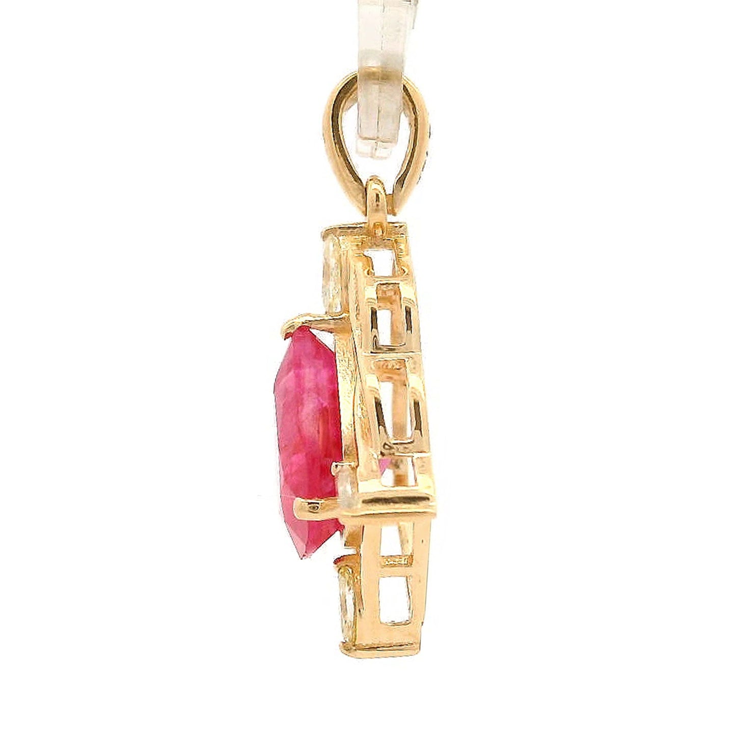 2.01 Ct Pear Ruby 14K Gold Pendant