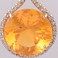 2.60 Ct Round Natural Fire Opal 14K Gold Pendant