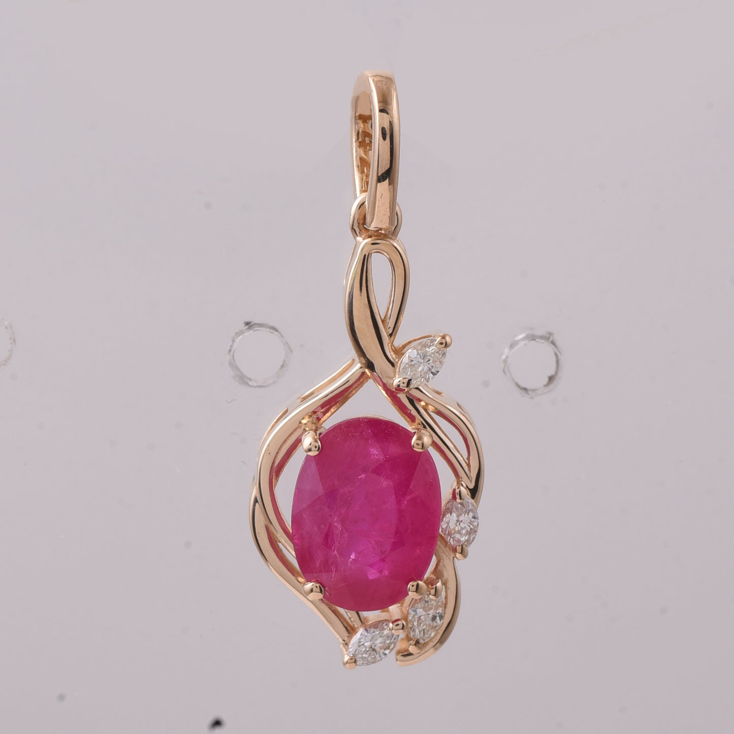 2.29 Ct Oval Mixed Cut Natural Ruby 14K Gold Pendant