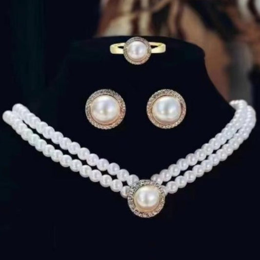 Imitation Pearl Gold Plated Brass Necklace