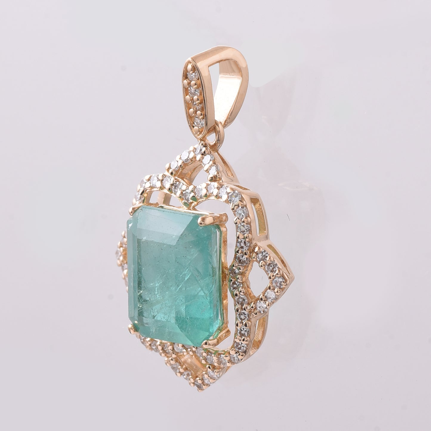 2.64 Ct Octagon Step Cut Natural Emerald 14K Gold Pendant