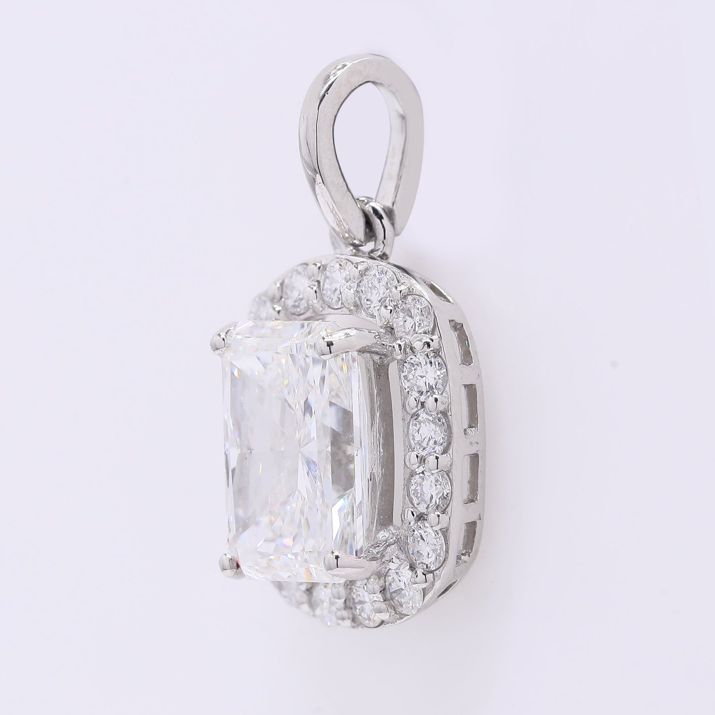 2.30 Ct Cut Cornere Rectangular Modifie Brilliant Lab Grown Diamond 950 Platinum Pendant