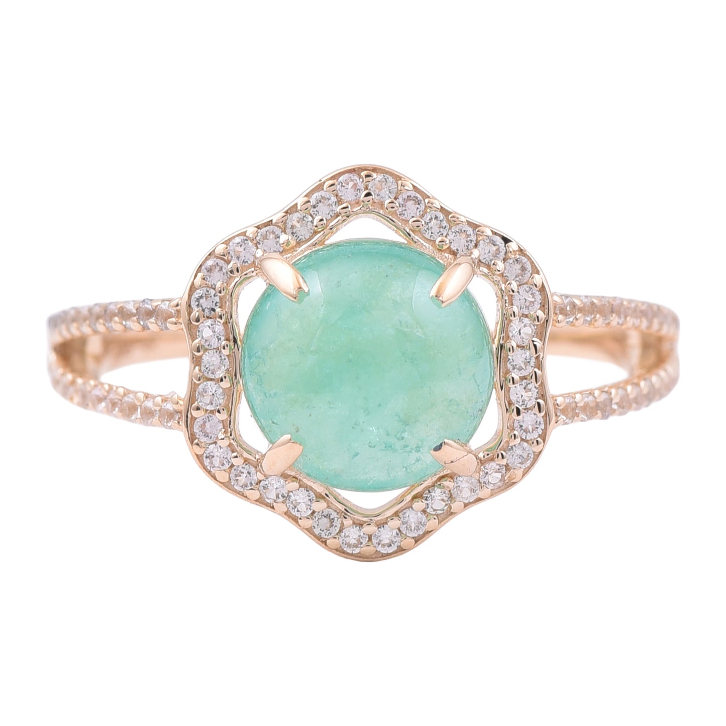 2.56 Ct Round Emerald 9K Gold Ring